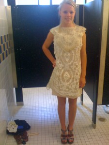 Dekoa in Lace Dress at the fitting